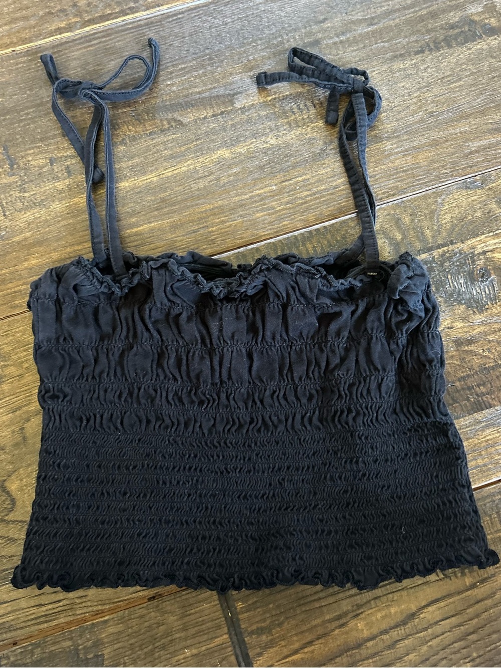 H&M Black Smocked Tie-strap TankTop